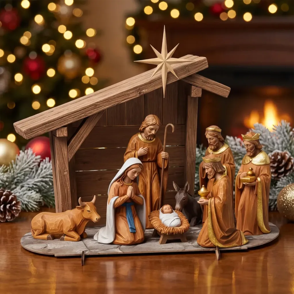 Presépio De Natal Manjedoura Sagrada Familia Nascimento Jesus Decoração Enfeite Natalino Mdf Inpari Imports